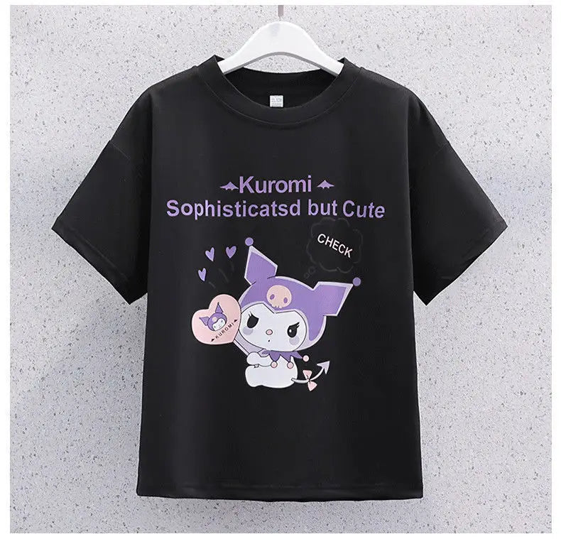 Sanrio New Girls Pleated Skirt T-Shirt Set Kuromi Summer Cute Skirt Set Jk College Style Fashion Clothing Set Holiday Gift - reetell