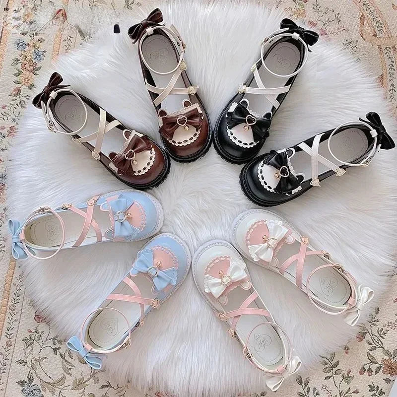 Summer Lolita Sweet Sandals Women Japanese Style Bow Kawaii Chic Mary Janes Shoes Round Toe Shoes Wholesale Drop shipping 2024