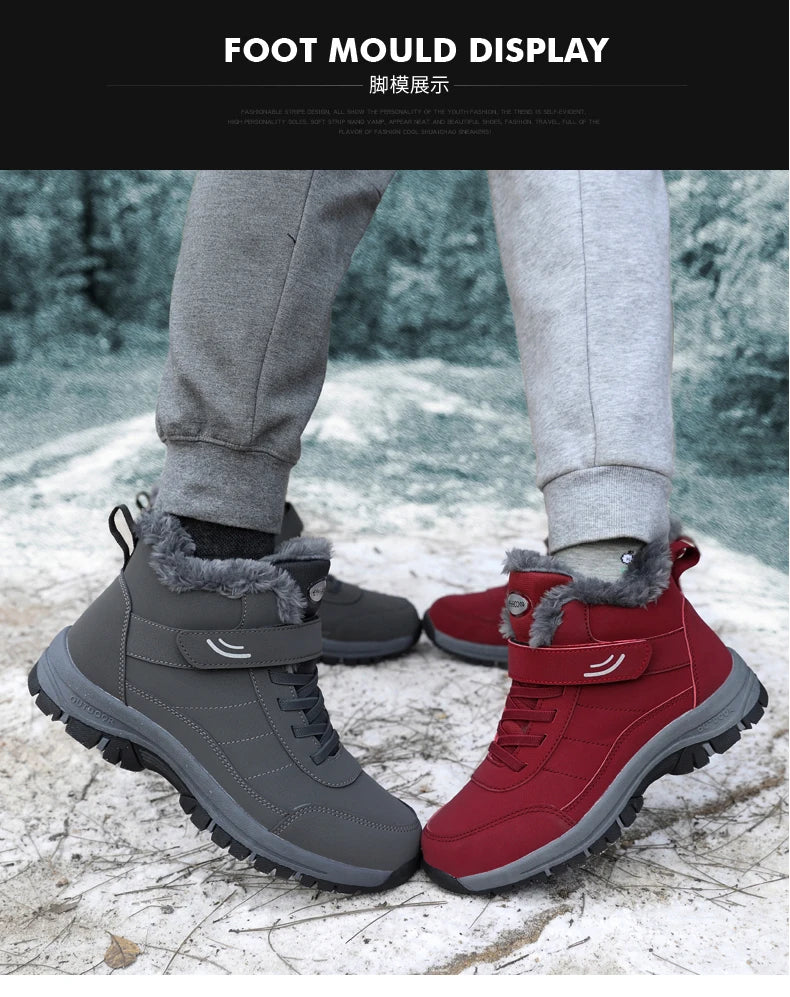 Winter Women Snow Boots Warm Plus Velvet Men Cotton Shoes Windproof Women's Boots Comfortable Casual Shoes Non-slip Hiking Boots - reetell