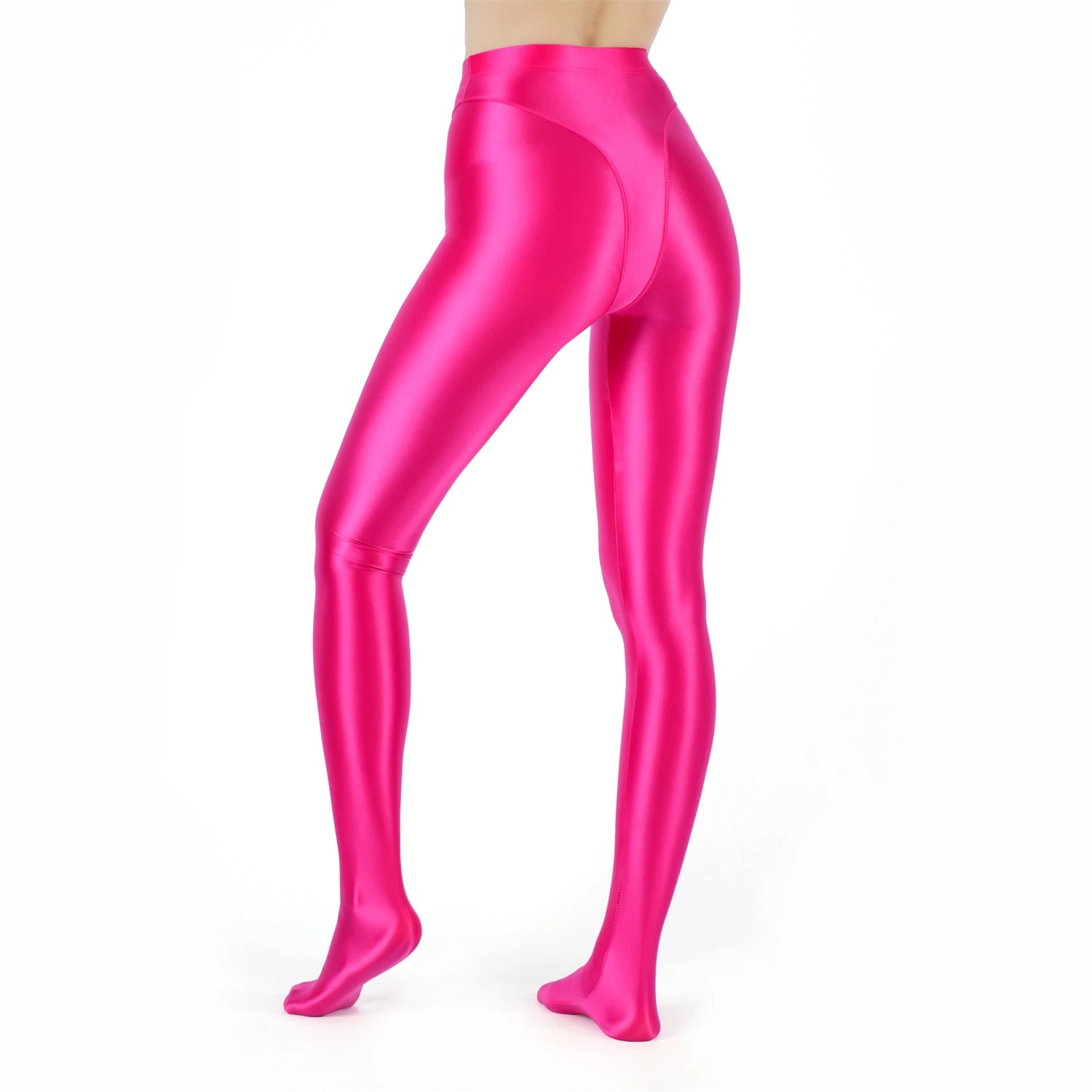 Sexy Women High Waist Sexy Tight Silk Shiny Pencil Pant Oil Glossy Candy Color Smooth Pants Sexy Erotic Lingerie Yoga Leggings - reetell