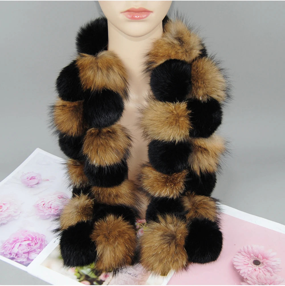 Luxury Brand Women Winter Natural Real Raccoon Fur Scarf Fashion Lady Warm Genuine Fox Fur Neckerchief Real Fox Fur Ring Scarves - reetell