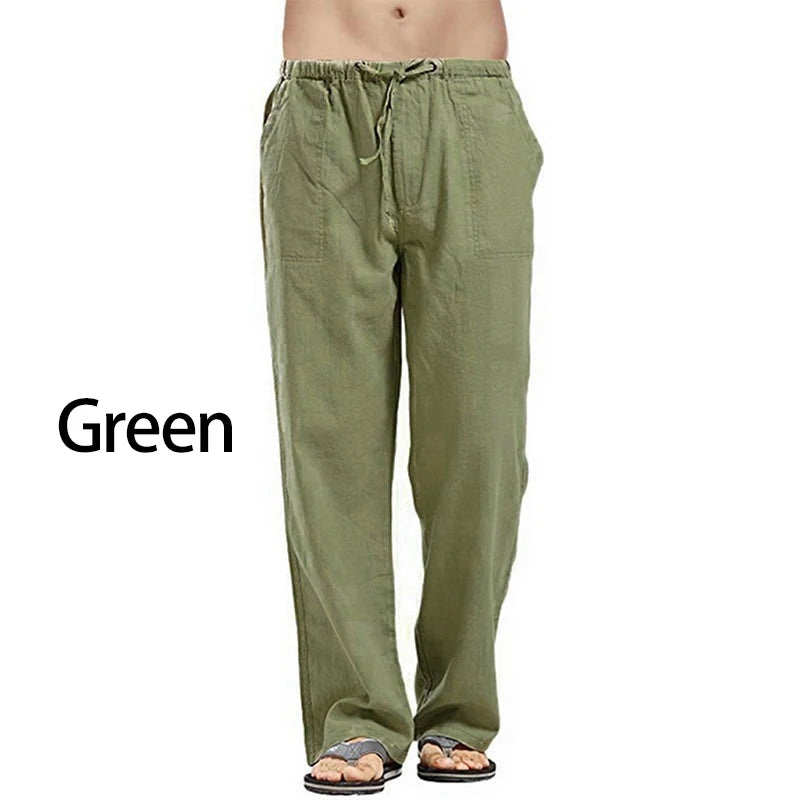 Korean Spring Linen Wide Men Pants Oversize Linens Trousers Streetwear Male Summer Yoga Pants Casual Men Plus Size Clothing 5XL - reetell