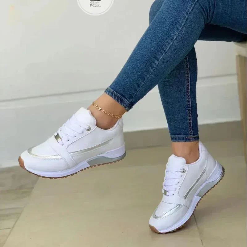 Ladies Sneakers on Sale Fashion Round Toe Flat Platform Shoes Caual Mixed Colors Lace Up Sneakers Outdoor Running Women's Shoes