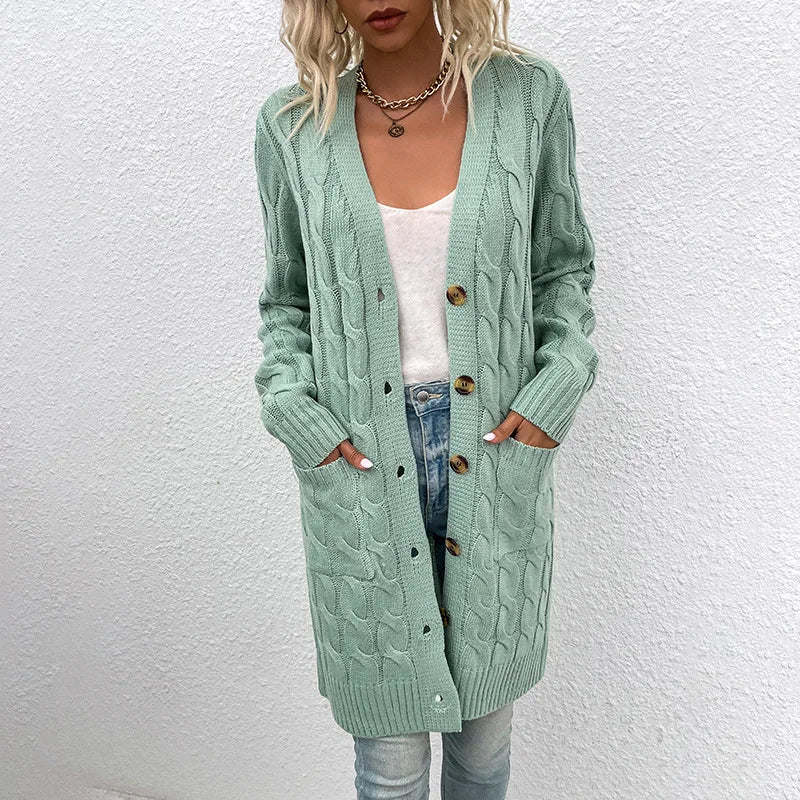 Women Casual Loose Cardigans Sweater Long Sleeve Knitted Coats Female Long Tops Women Streetwear Knitwear Outerwear Sweater Coat - reetell