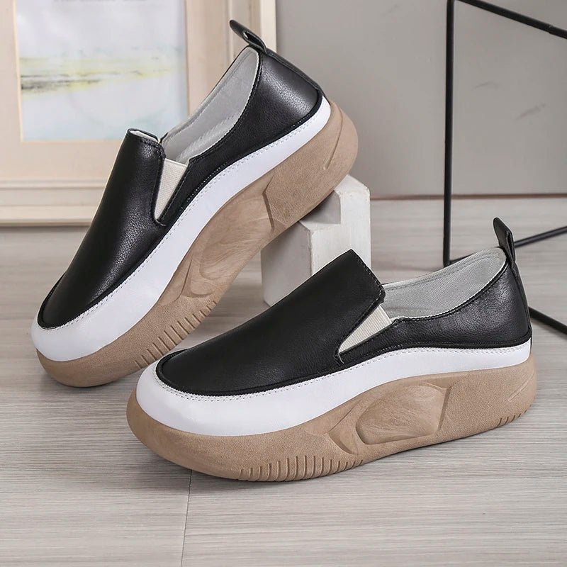 Luxury New Designer Women Fashion Loafers Breathable Slip-On Vulcanized Shoes Casual Wedge Heel Lightweight Woman Sneakers