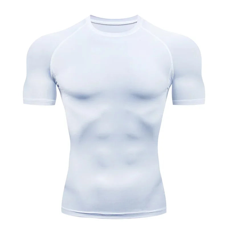 Men's Compression Shirts Summer Short Sleeves Tees T-shirt Gym Workout Fitness Running Tops Undershirts Baselayer Sportswear