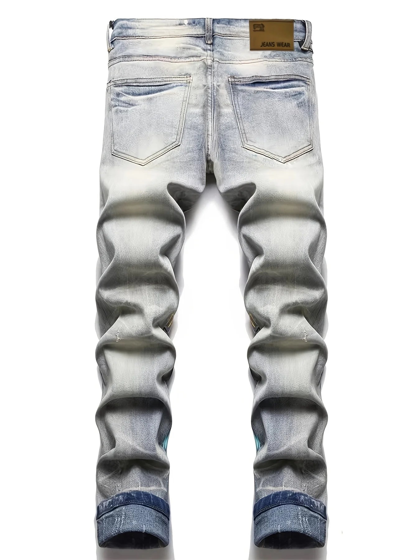 Graffiti Pattern Print Men's Slim Fit Denim Pants, Daily Life Jeans For Males  all season jeans - reetell