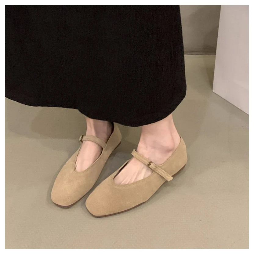 2024 Autumn Fashion Flat Ballet Shoes Women Shallow Ballet Leather Round Toe Female Ballerina Soft Moccasin Mary Janes Big  Size