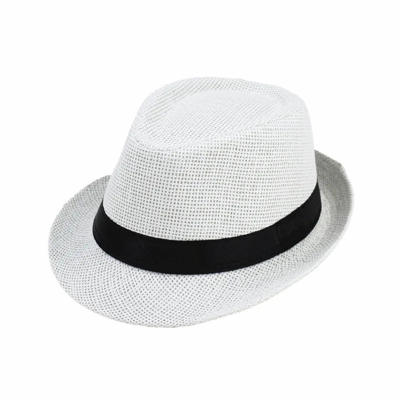 Linen Panama Solid  Jazz Hat Cowboy  Men's Women's Children's British Sun Hat