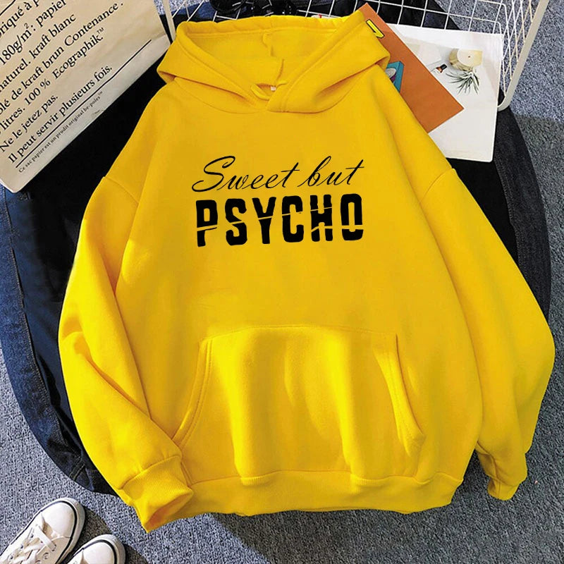 Sweet But Psycho Printed Long Sleeve Pullover Hoodies For Women And Men Couple Casual Sweatshirts Autumn Winter Plus Size Hoodie - reetell