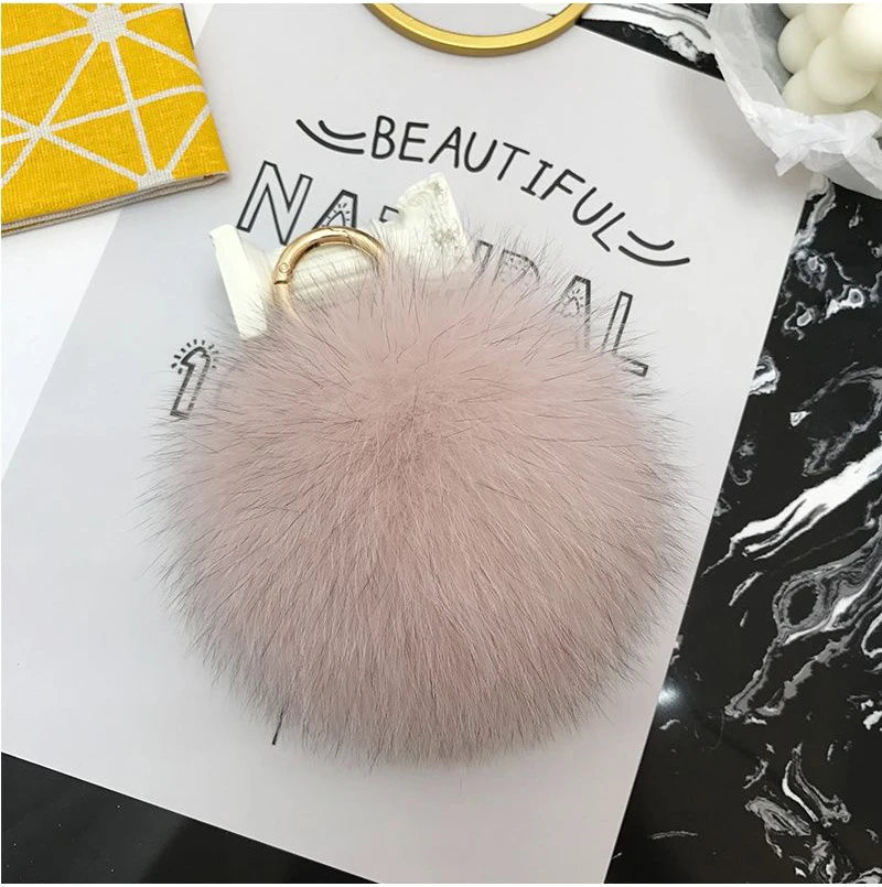 2024 Fluffy Real Fox Fur Ball Poms Keychain For Women Luxury Pompom Keyring Accessories Bag Decoration Emo Trinket Jewelry Gifts