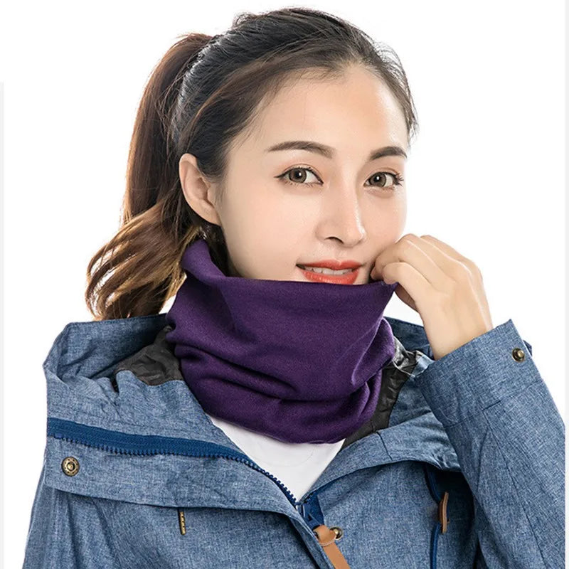 Winter Polar Fleece Man Women Scarf Ring Trendy Neck Warmer Comfy Scarf Ski Motorbike Mask Warm Hat - reetell