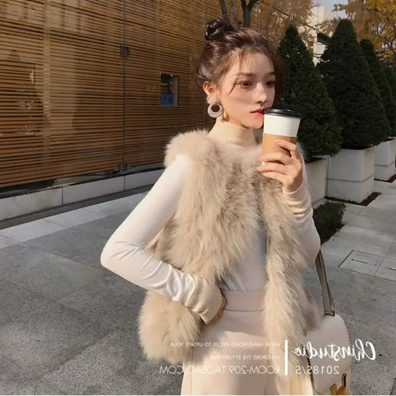 2024 Newest Fashion Quality Fur Vest Coat Warm Women's Vests Winter Furs Fox s Jacket for Women - reetell