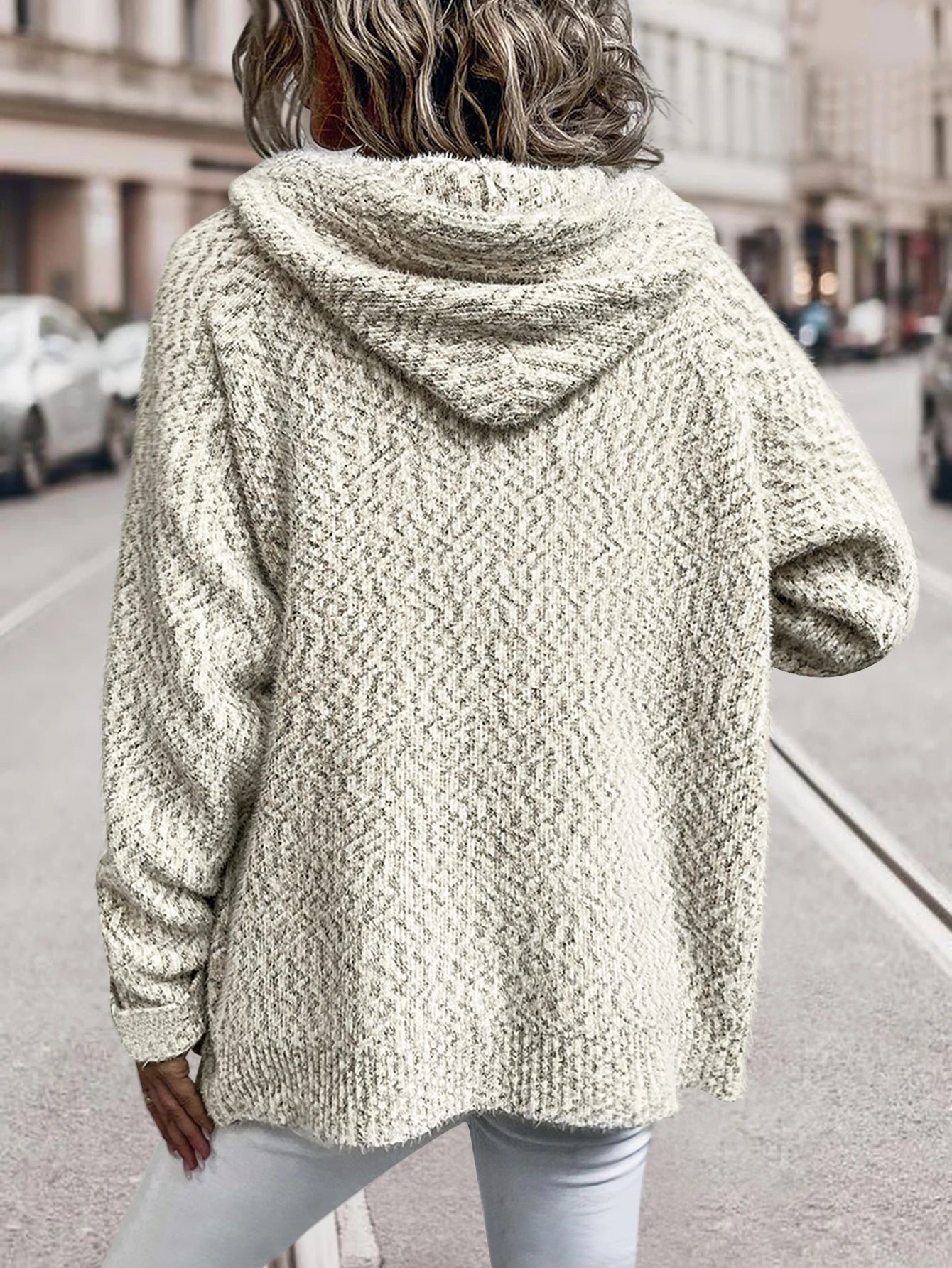 Hooded Drawstring Women Sweater Fashion Long Sleeve Casual Sweater Knitted Coats Top Cardigan for Women Zipper Sweater - reetell