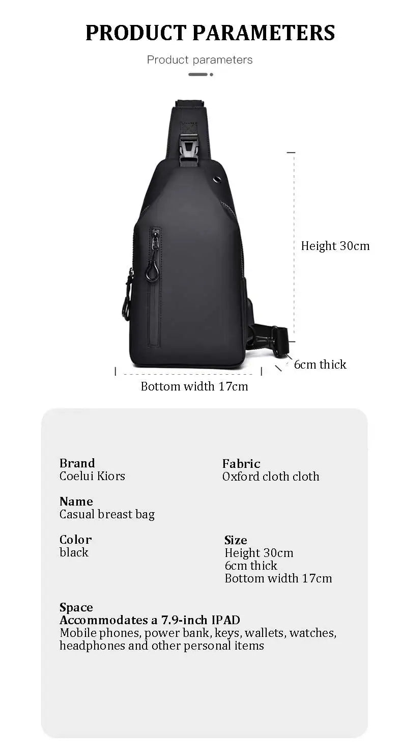 inmindhouse Chest Bag Fashion New Solid Color Men Chest Bag Outdoor Casual Fashion One Shoulder Crossbody Bag