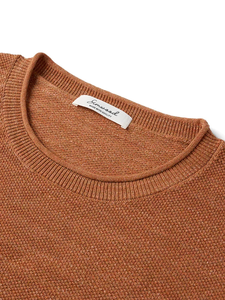 SIMWOOD 2024 Autumn Winter New Oversize Sweater Men Cotton linen Blend Knit Pullovers  Raw Hem Jumper - reetell