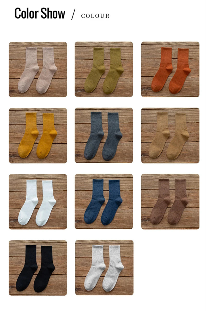 HSS 95% Combed Cotton Socks Men Business Dress Long Socks Casual Solid Color Spring Summer Black White Sock For Male Comfortable