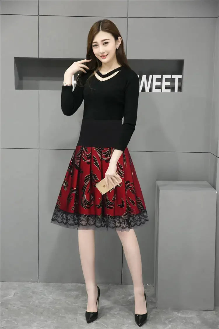 Voile Pleated A- line Short Skirt Elastic Waist Large Size Woman Skirts Mujer Faldas Saias Mulher - reetell