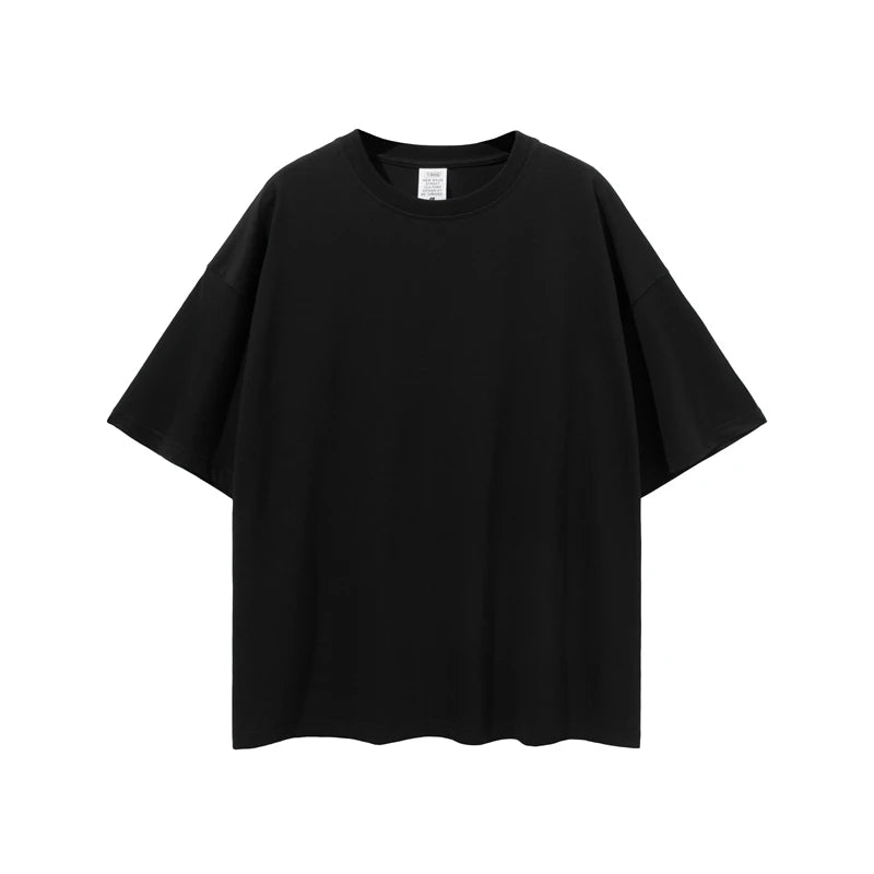 ZODF Trendy 2024 Men Basic Solid Cotton T-Shirts Unisex Male 190gsm Summer Loose Comfortable Soft Tees Shirt Streetwears HY0040