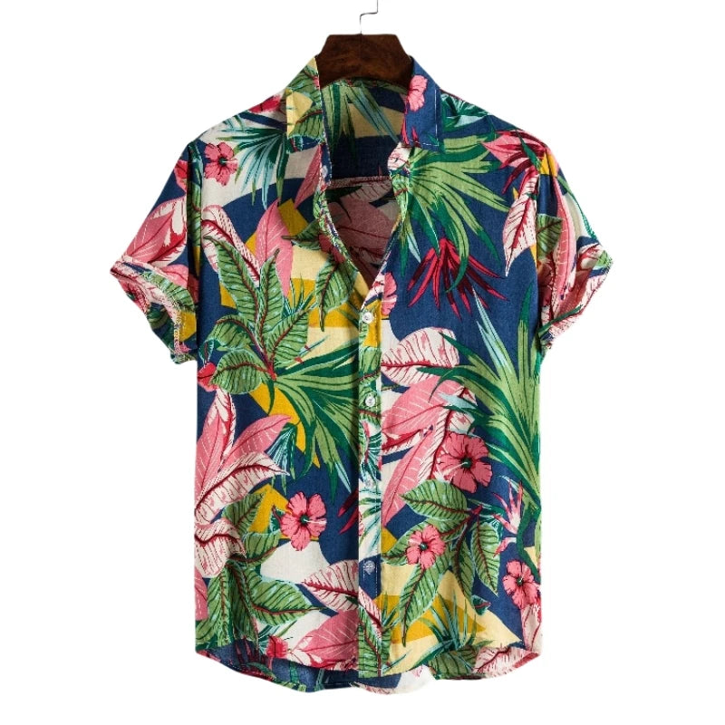 Luxury Hawaiian Men's Shirt Short Sleeve Men's Cotton T-shirt Man Shirts High Quality Fashion Clothing Blouses Social T-shirts