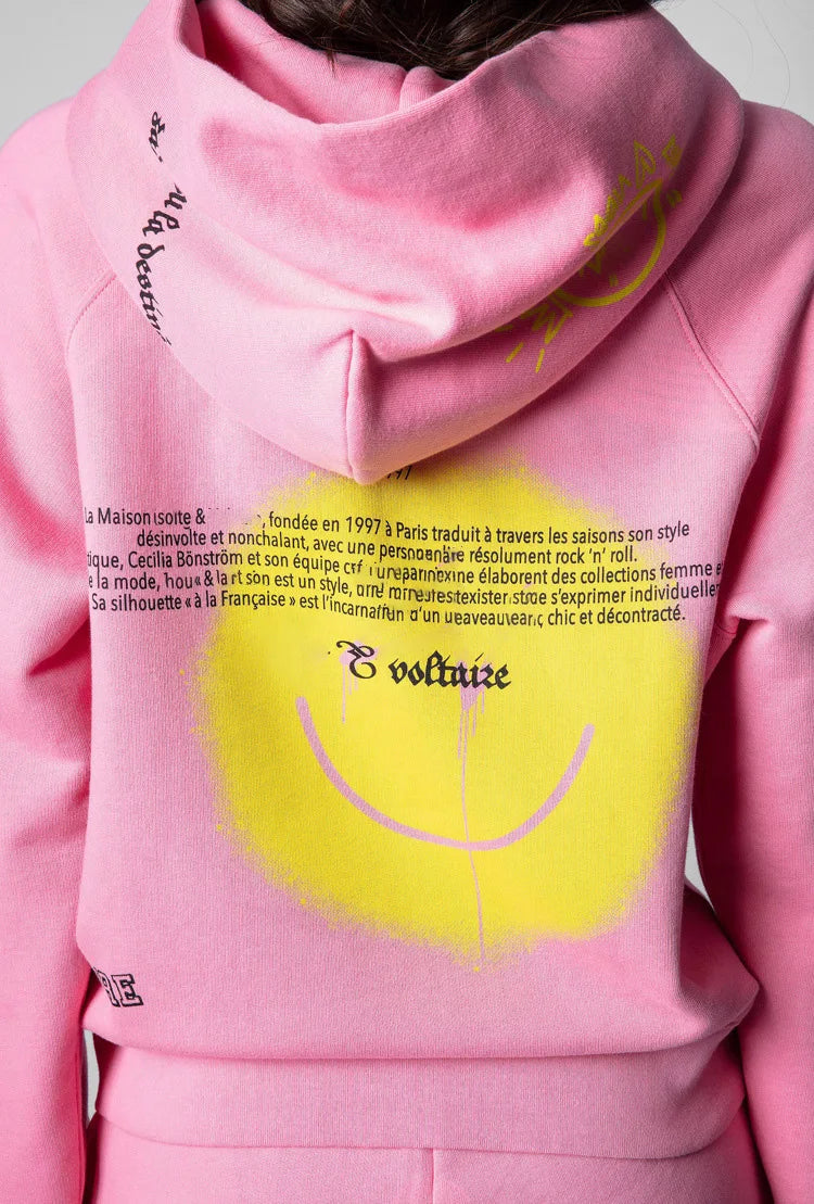 Letter Happy Face Sweatshirt For Women Long Sleeve Fleece Sweatshirt Fashion Casual Pullover Pocket Cotton Hoodie Sweatshirt - reetell