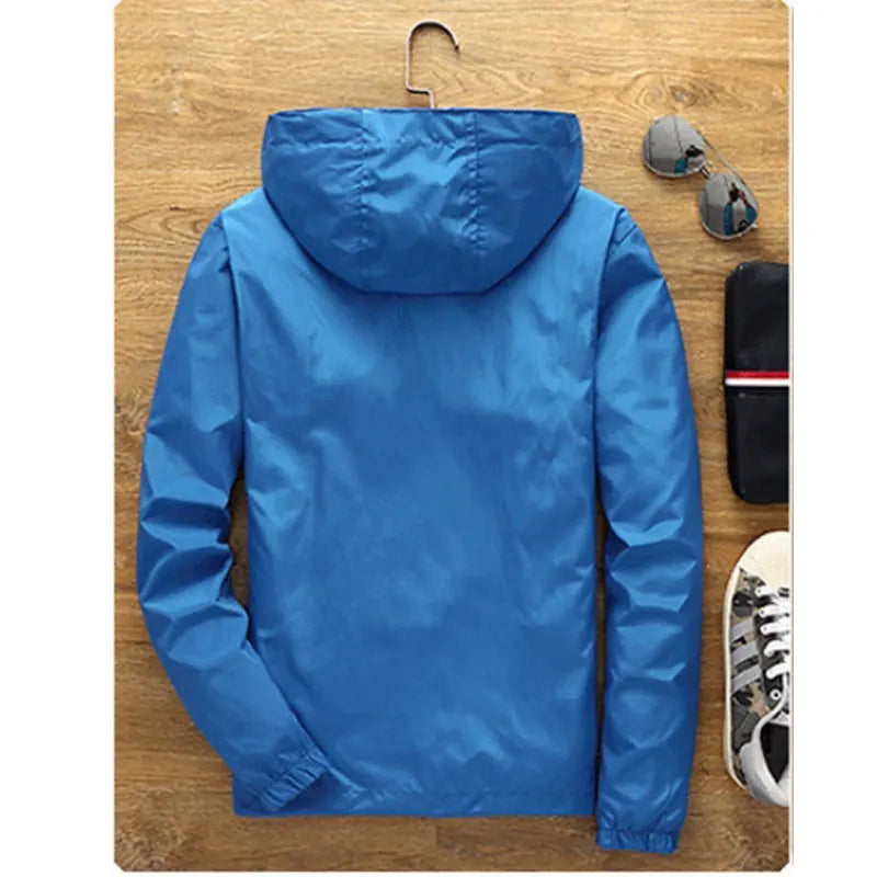 Spring and summer windbreaker hooded Windproof men's jacket mens casual windbreaker zipper thin Outdoor jacket men M-7XL - reetell