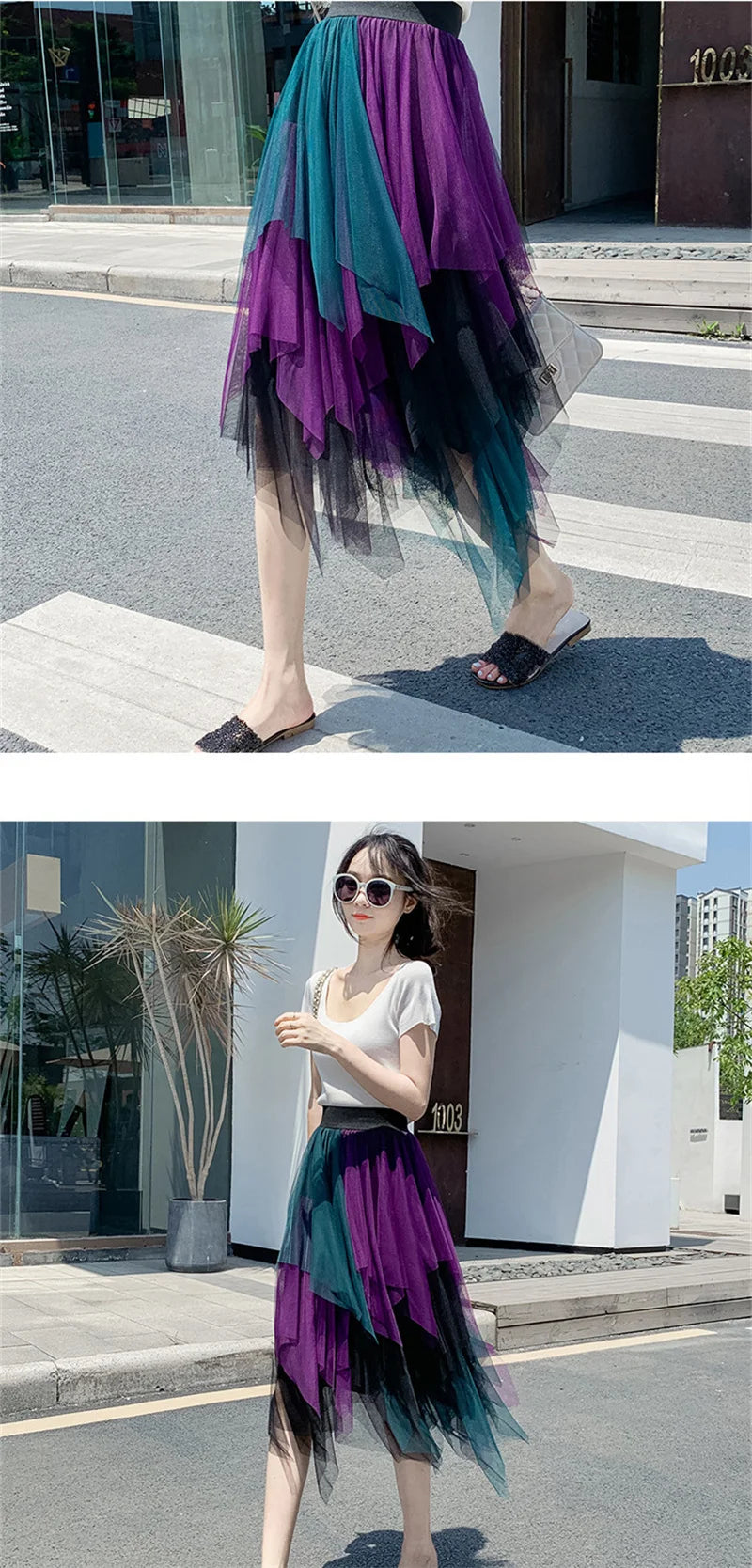 Fashion Summer Tutu Women Skirt Harajuku Tulle Bottom Faldas Casual High Waist Midi Mesh Skirts Woman Clothes Saia Jupe Femme - reetell