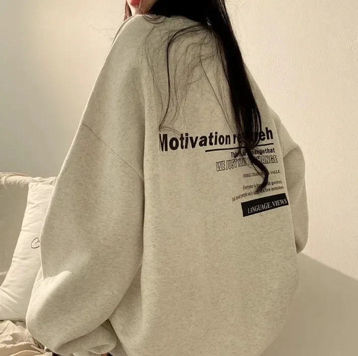 2024 Spring Autumn Women Sweatshirts Long Sleeve Oversized Hoodies Casual Letter Print Loose Pullovers Tops Harajuku Streetwear - reetell