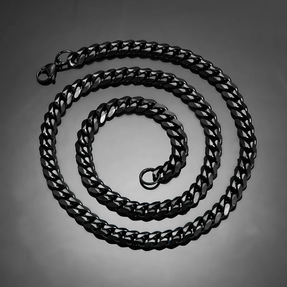 3.6mm/5mm/6mm/7mm/8mm Black Color Stainless Steel Cuban Link Chains Classic Men Boy Curb Chunky Necklace 14 to 30 Inches