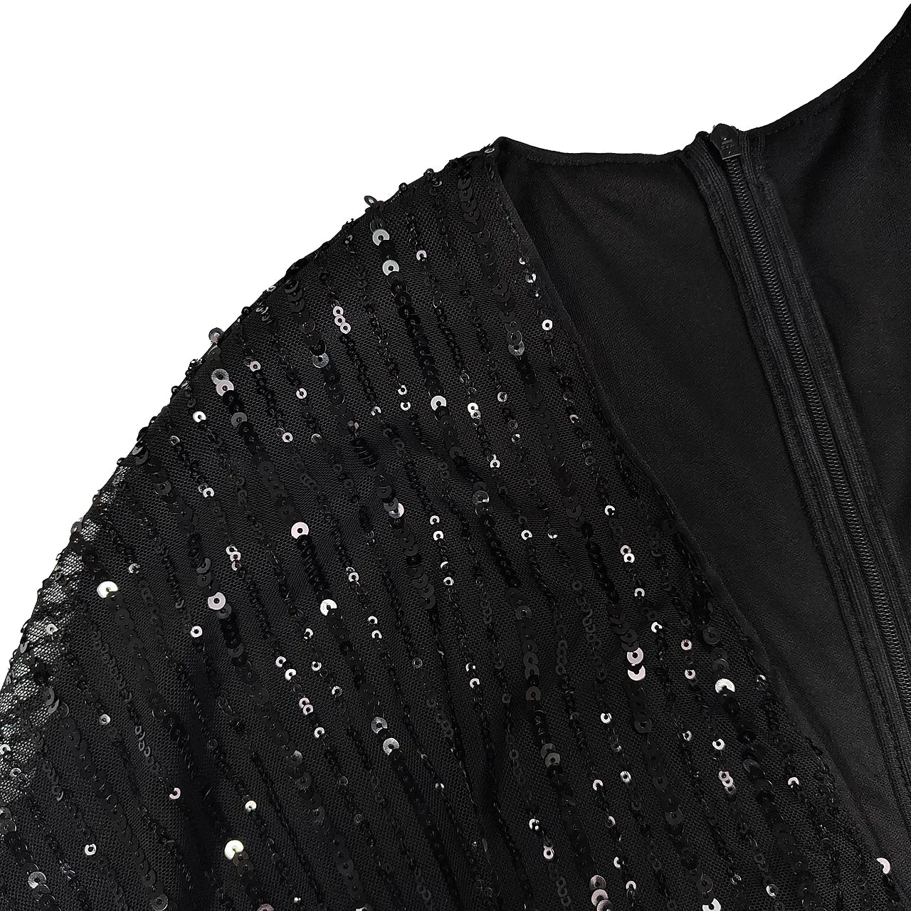 Women Sequins Splice Dress V Neck Full Sleeve A Line Evening Dresses Party Solid High Waist Long Skirts Office Lady Prom - reetell