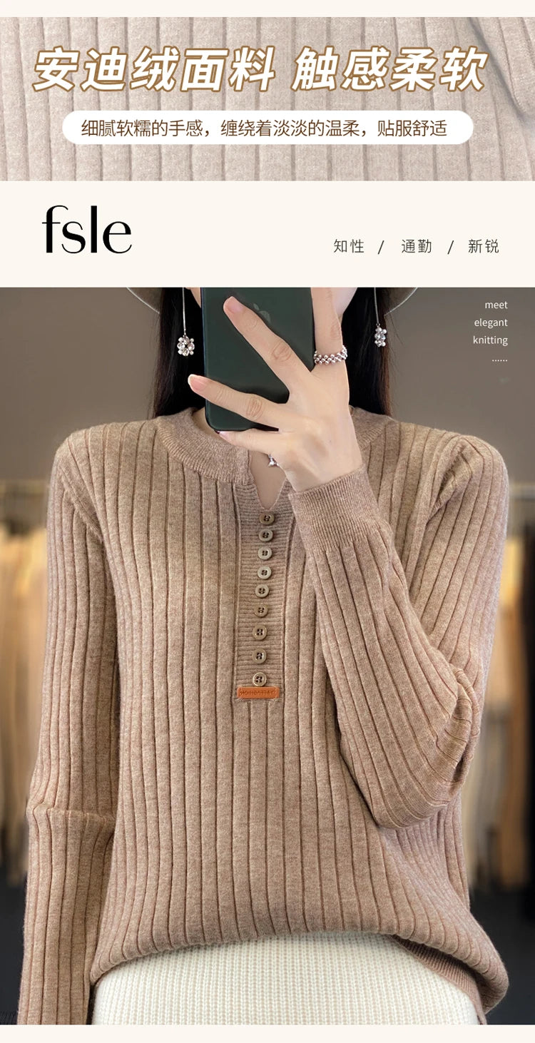 Women's Sweater Autumn/Winter New Solid Color Knitwear V-Neck Pullover Ladies Clothes Fashion Blouse Korean Style Loose Tops - reetell