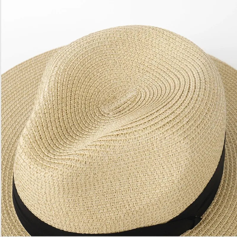 Large Size XL61-64cm Panama Hats Men Women Beach Wide Brim Straw Hat Lady Summer Sun Hats Plus Size Fedora Hat 55-57cm 58-60cm