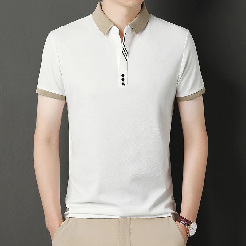 Men's Solid Color Casual Fashion Short Sleeved POLO Shirt Summer Comfortable Top