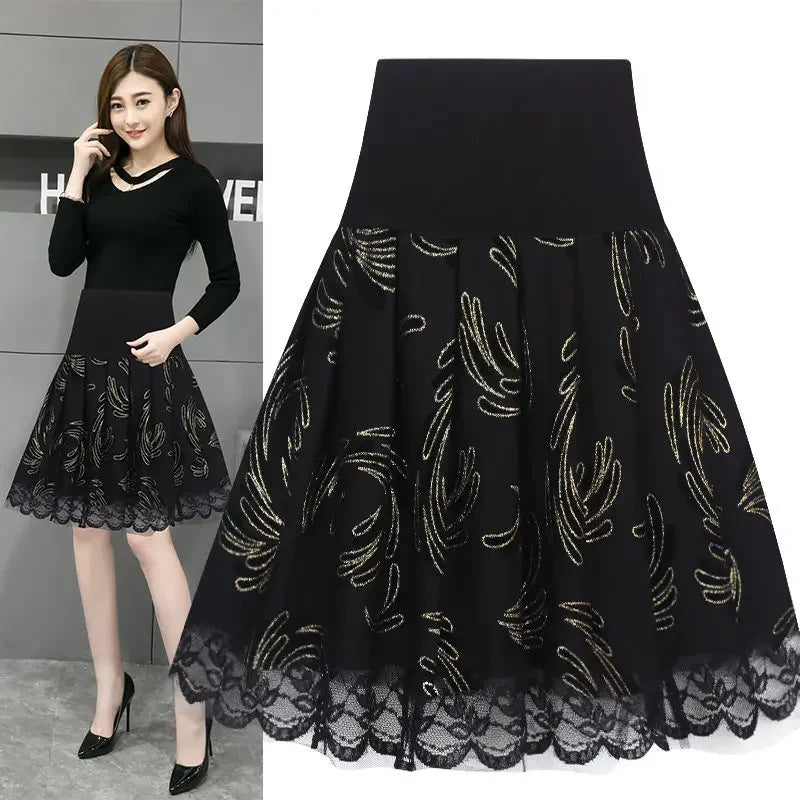 Voile Pleated A- line Short Skirt Elastic Waist Large Size Woman Skirts Mujer Faldas Saias Mulher - reetell