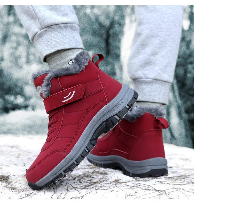 Winter Women Snow Boots Warm Plus Velvet Men Cotton Shoes Windproof Women's Boots Comfortable Casual Shoes Non-slip Hiking Boots - reetell