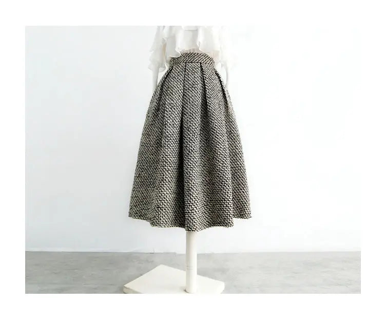 2023 New Autumn and Winter Fashion Thousand Bird Checker Half Skirt Temperament Commuter Women's High Waist Poached Skirt - reetell