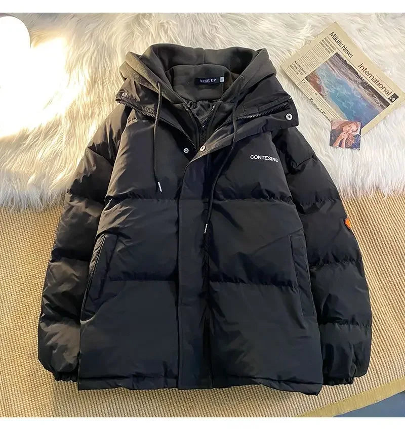 Korean fashion Version Winter Leisure Cotton Clothes Women Y2K Multi-functional Fake Two Pocket Zipper Down Jacket Thick Coat - reetell