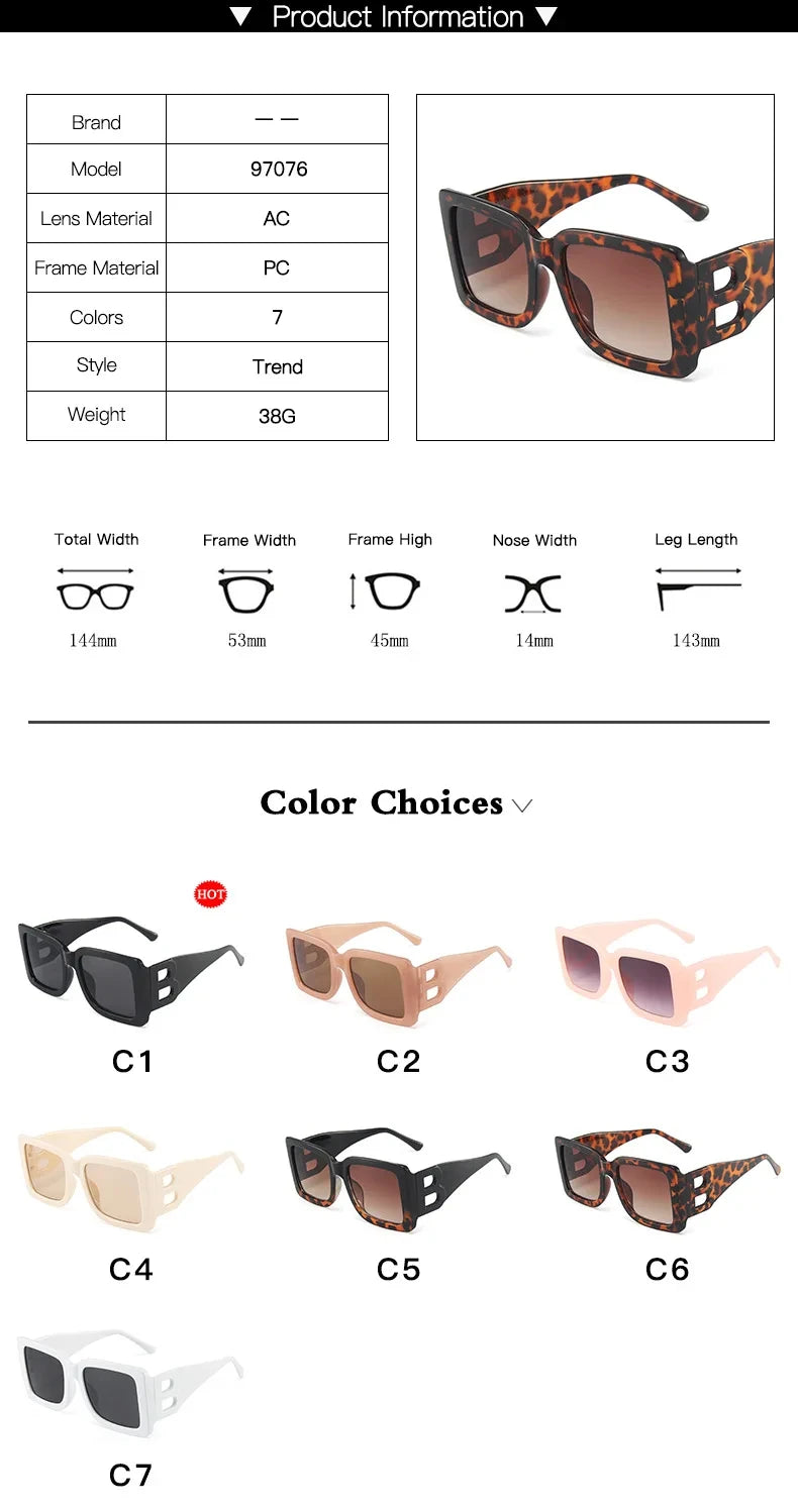 New Fashion Oversized The Letter B Square Luxury Trend Sunglasses Women Men Retro Rectangle Sunglasses Gafas De Sol - reetell