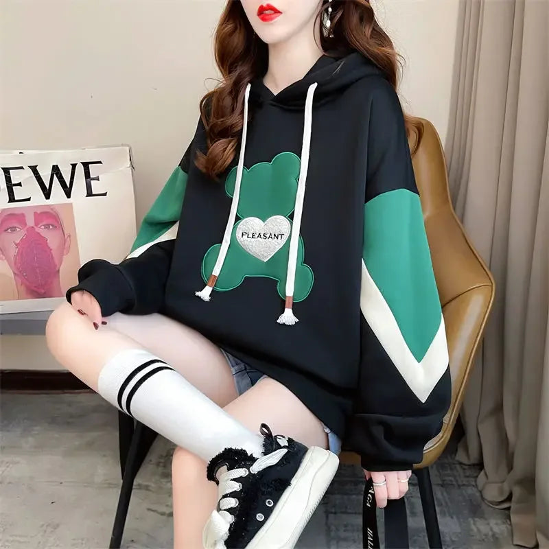 Hoodies Spring and Autumn Long Sleeve Kawaii Hooded Sweatshirt for Women Cute Youthful Clothes 2000s Novelty Designer Woman Tops - reetell