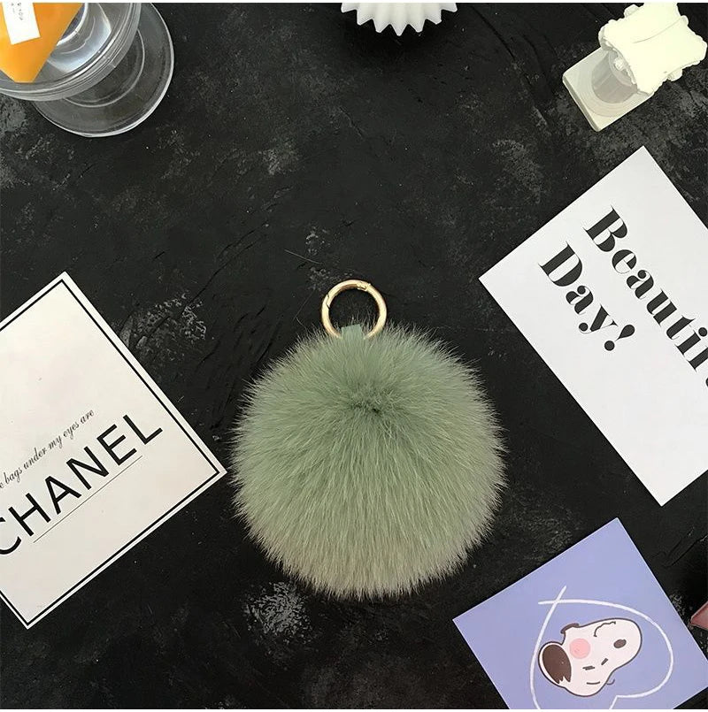 2024 Fluffy Real Fox Fur Ball Poms Keychain For Women Luxury Pompom Keyring Accessories Bag Decoration Emo Trinket Jewelry Gifts