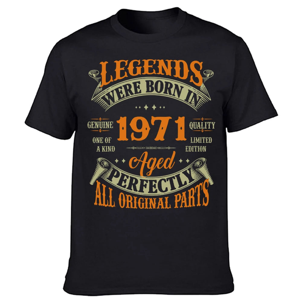 52 Year Old Gifts Vintage Legend Born 1971 Printed T shirt Man Short Sleeve Harajuku Streetwear Large Size Tshirt - reetell