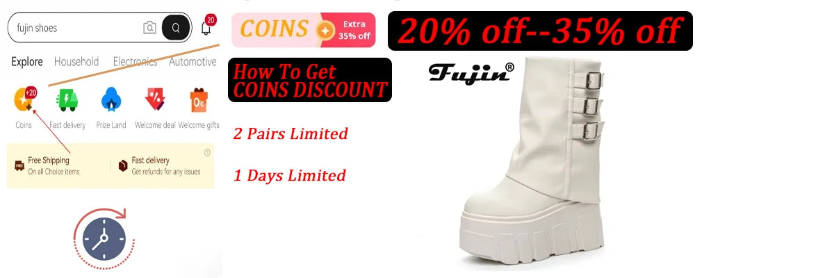 Fujin 14cm New Ankle Booties Shoes Natural Genuine Leather Boots Women Motorcycle Boots Platform Ladies Fashion Botas Winter