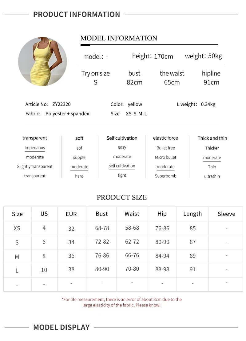 Sexy Sleeveless Wrapping Dress Women Square Neck Elegant Bodycon Evening Dresses Pleated Slip Party Club Wear - reetell