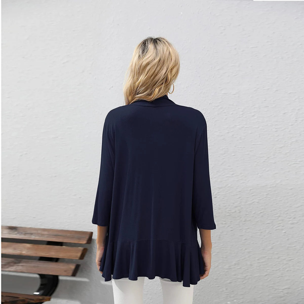 Women Fashion Cardigan Spring Solid Color Cardigan Top Open Stitch Solid Female Autumn - reetell