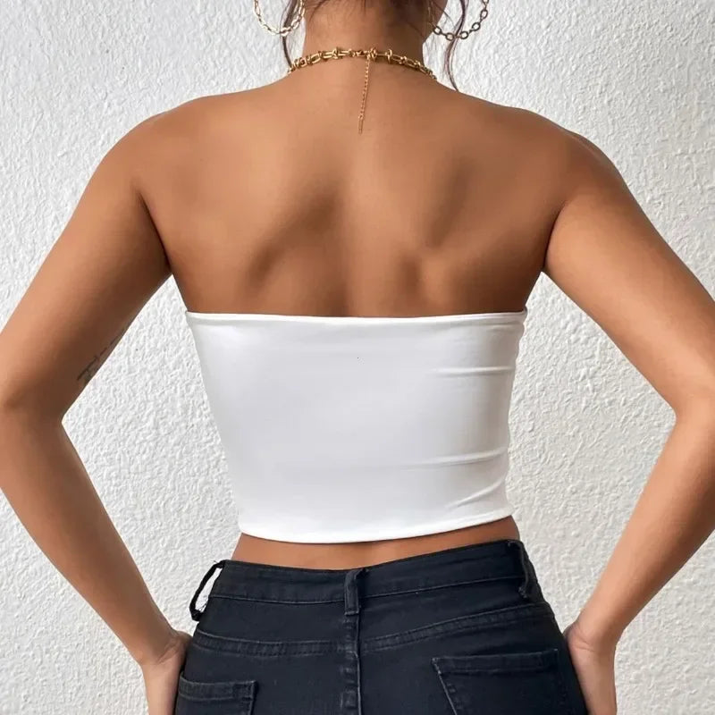 Sexy Bodycon Crop Tube Top, Solid Stretchy Tube Top, Casual Every Day Tops, Women's Clothing - reetell