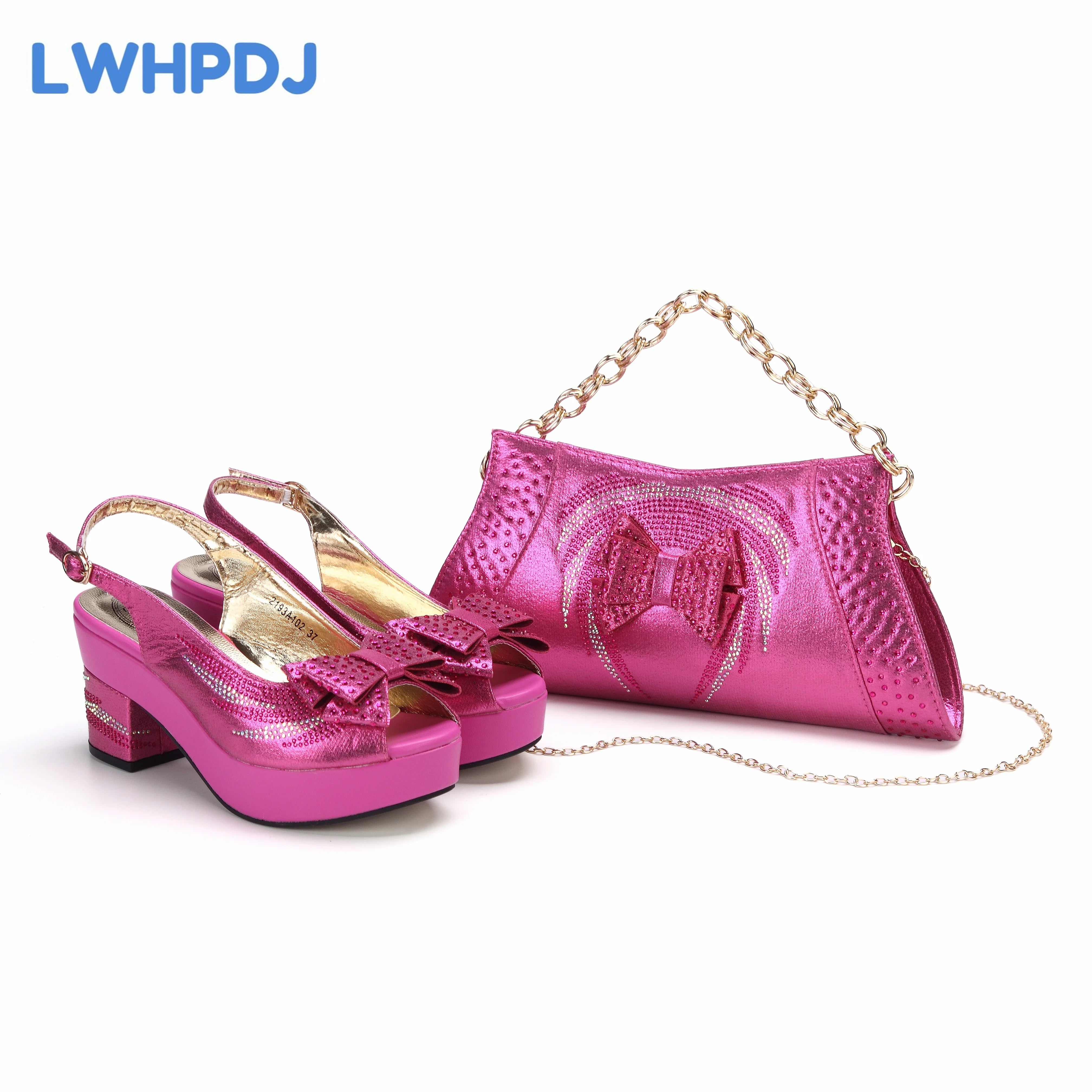 2024 New Coming Wine Color Hot Selling High Heels Ladies Sandal Matching Bag Set  For Wedding Party Pump