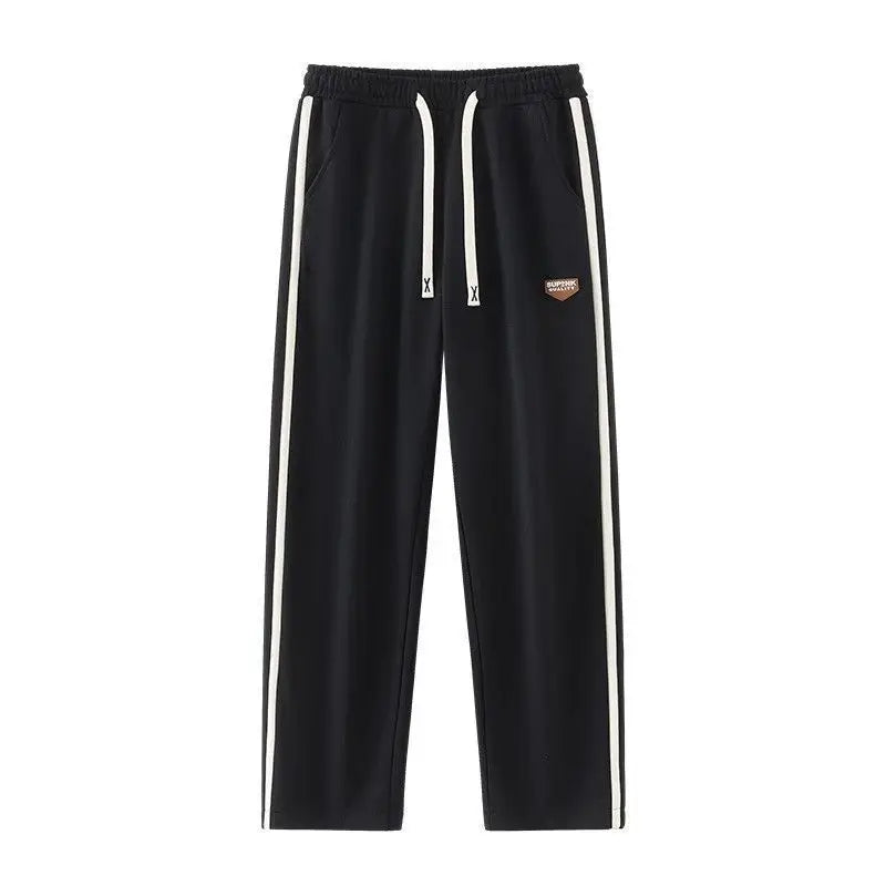 Spring Autumn Elastic Waist Fashion Straight Pants Man High Street Contrast Color Casual Pockets Drawstring All-match Trousers - reetell