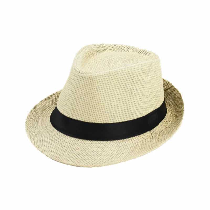 Linen Panama Solid  Jazz Hat Cowboy  Men's Women's Children's British Sun Hat