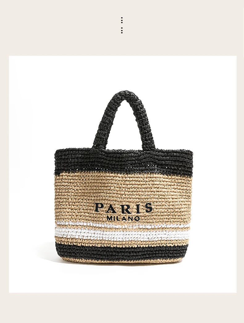 Fashion Large Capacity Straw Tote Bag Designer Letters Women Handbags Handamde Woven Summer Beach Bag Casual Bali Big Purse 2024