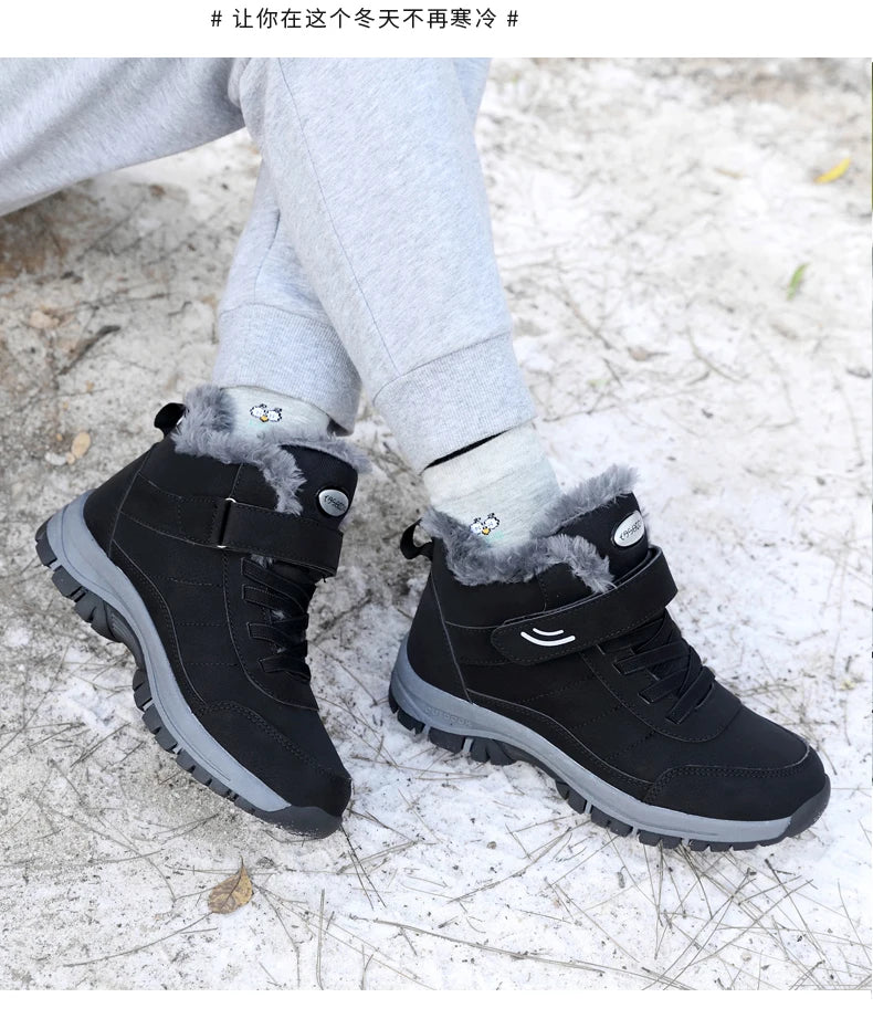 Winter Women Snow Boots Warm Plus Velvet Men Cotton Shoes Windproof Women's Boots Comfortable Casual Shoes Non-slip Hiking Boots - reetell